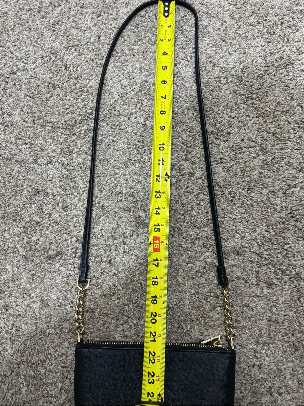 Calvin Klein Black Crossbody Bag Wristlet Gold Chain Strap Small Minimalist - Picture 12 of 13